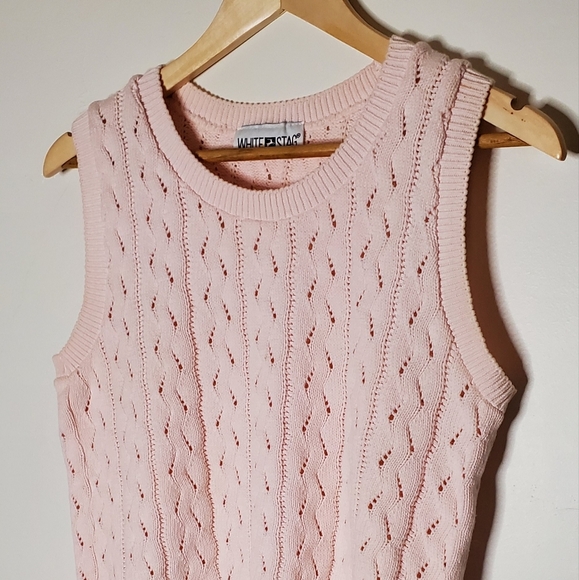 Baby Pink Sleeveless Cable Knit Shell Tank Sweater - Picture 13 of 13